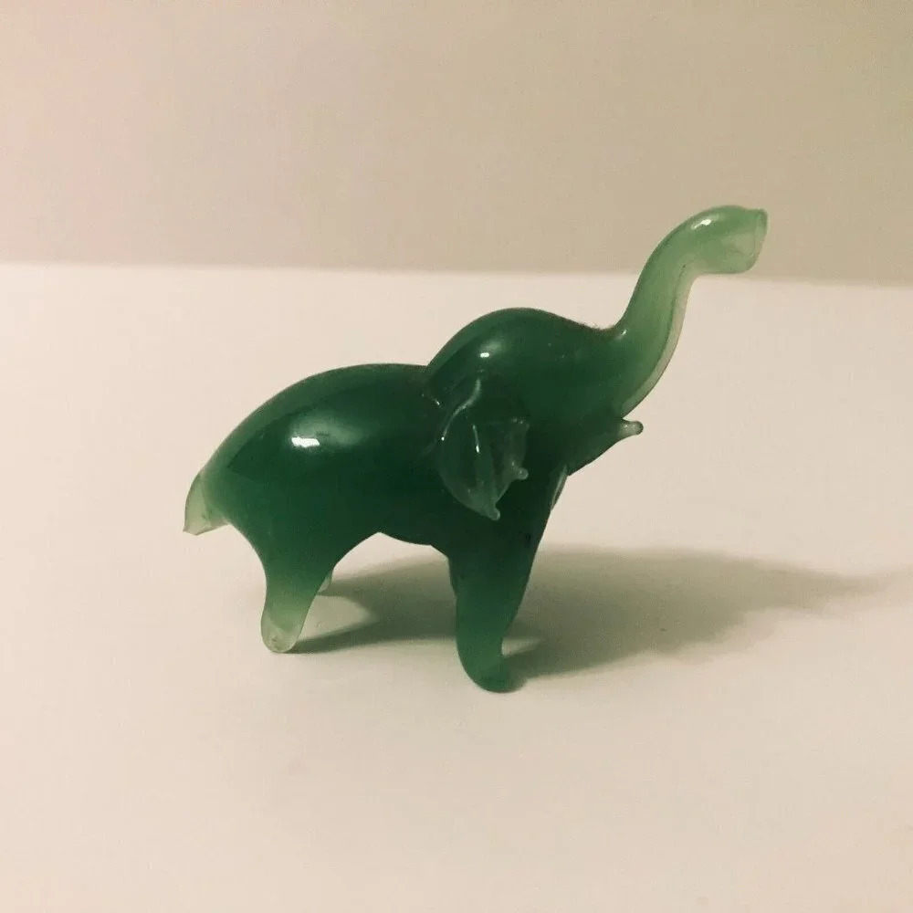 Vintage Mini Stone Elephant Small 2  Inch Long Figurine